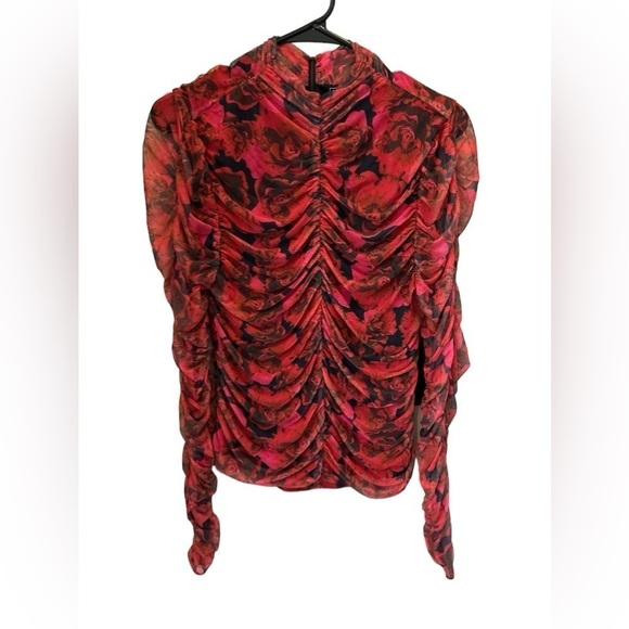Bagatelle Ruched Mesh Floral Top‎ Size x-Large - Picture 1 of 8